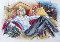 Zaklínač. (Na základě knihy Diana Wynne Jones "Howlův putující zámek"). 2013. Papír, akvarel. Zaklínač. (Na základě knihy Diana Wynne Jones "Howlův putující zámek"). 2013